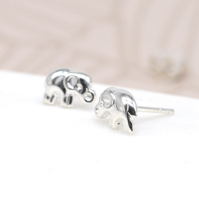 Silver Elephant Stud Earrings