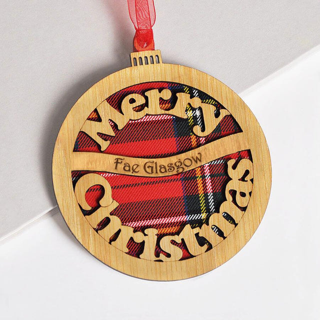 Merry Christmas Fae Glasgow Wooden Bauble