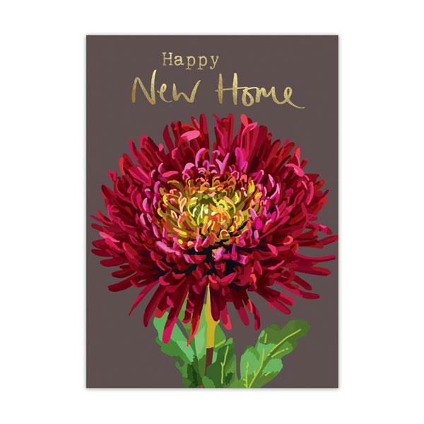 Happy New Home Flower Gold Foiled Greeting Card