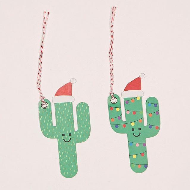 Festive Happy Cactus Gift Tags