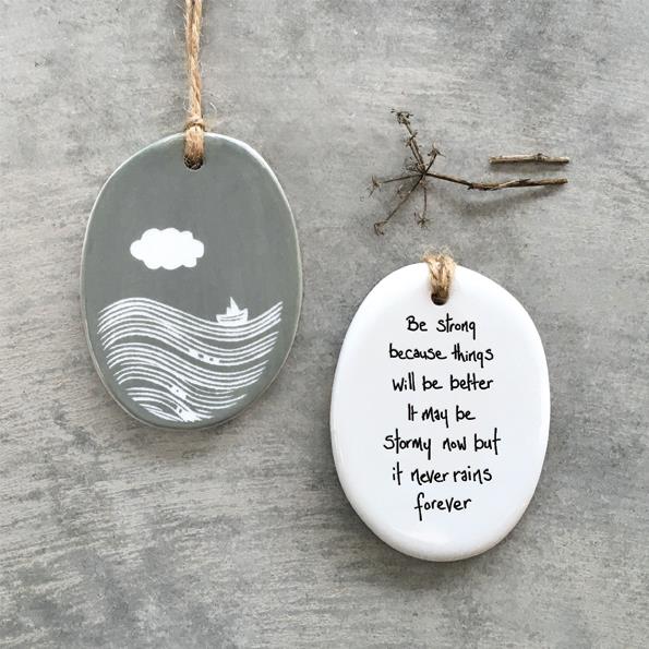Be Strong Sgraffito Porcelain Hanging Decoration