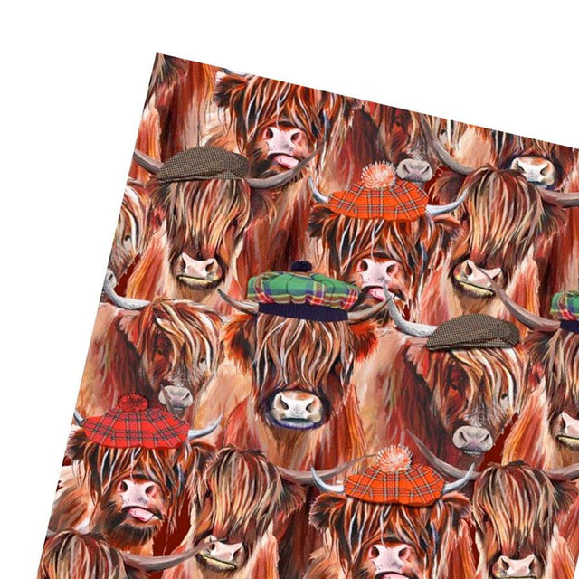 Highland Coos Wrapping Paper Sheet