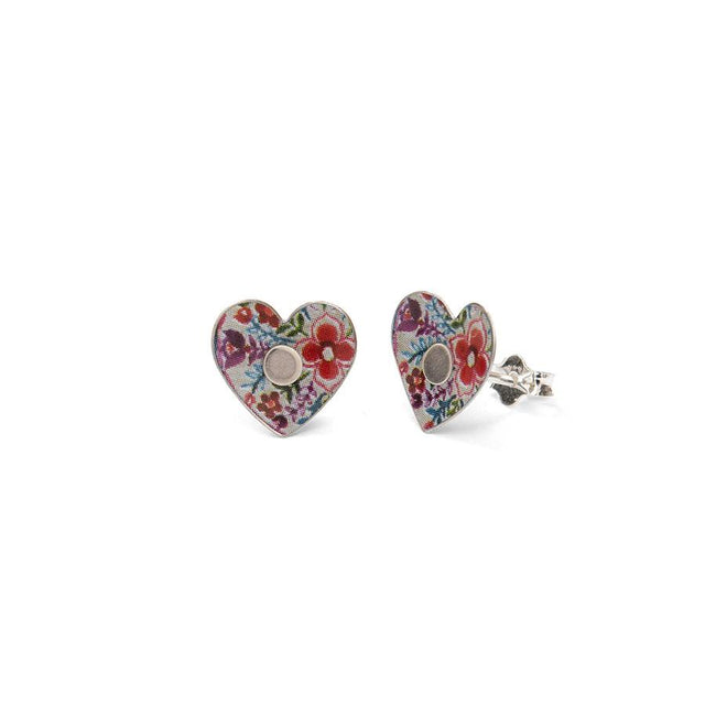 Lotus Heart Stud Earrings in Tin
