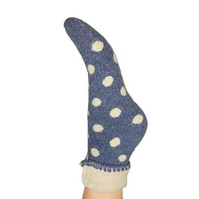 Blue Bed Socks with White Dots