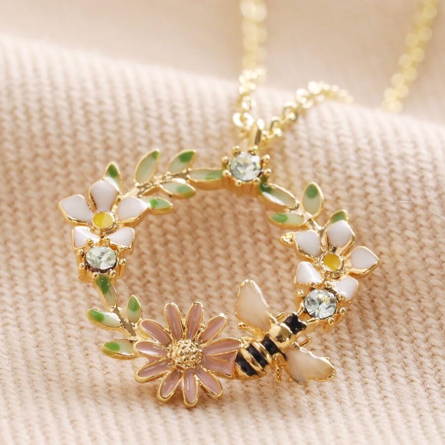 Gold necklace with hot sale bee pendant