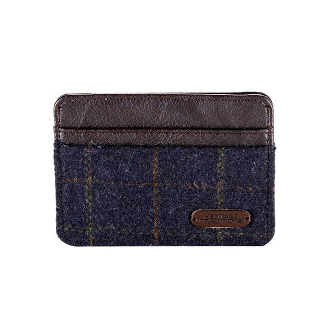 Blue and Brown Check Card Holder