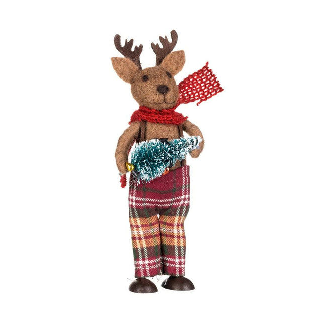 Bertie the Country Deer with Tree Felt Decoration