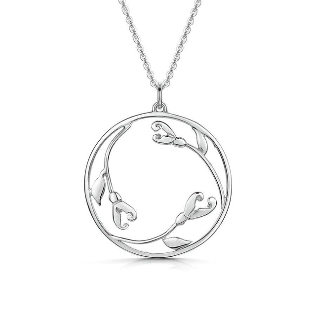 Crocus Round Silver Pendant Necklace