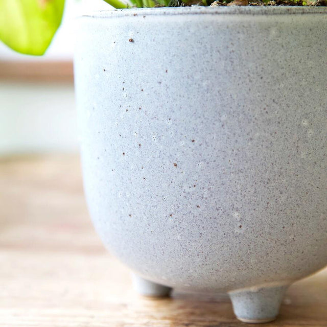 Grey Ceramic Speckled Moon Planter