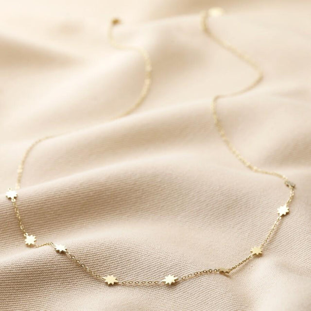 Long Tiny Star Necklace in Gold