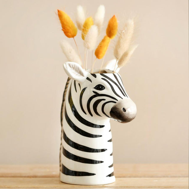 Zebra Head Ceramic Vase