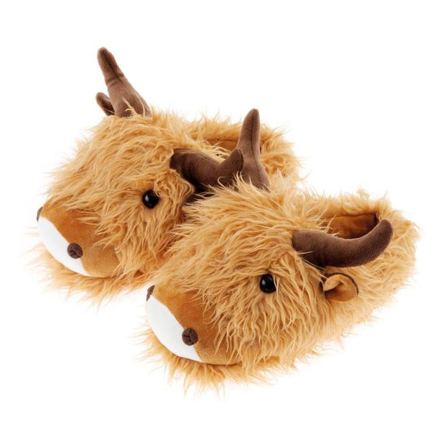 Highland Cow Fuzzy Friend Slippers