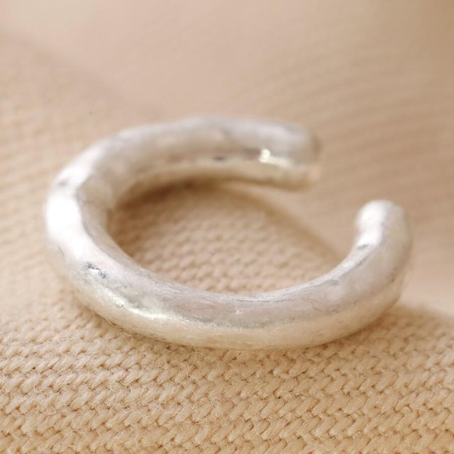 Textured Hoop Ear Cuff in Silver