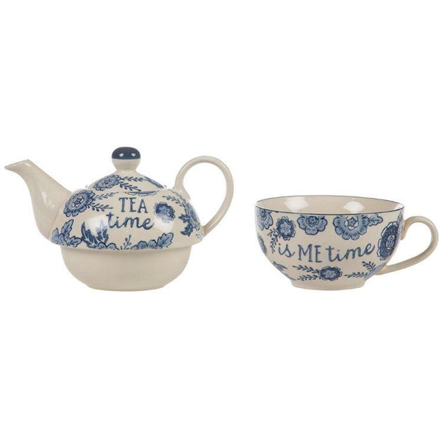 Blue Willow Floral Teapot For One