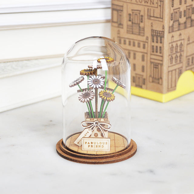 Friend Flower Glass Dome Figurine