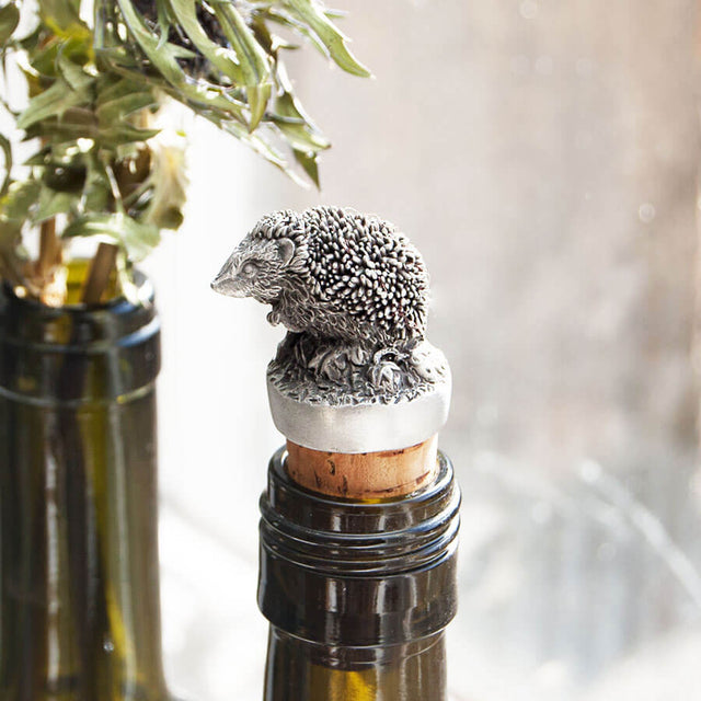Hedgehog Pewter Bottle Stopper