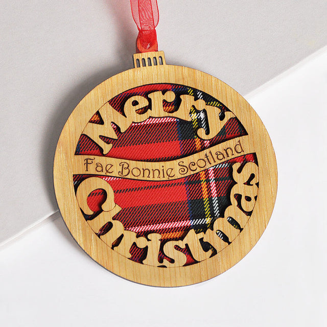 Merry Christmas Fae Bonnie Scotland Flat Bauble Decoration