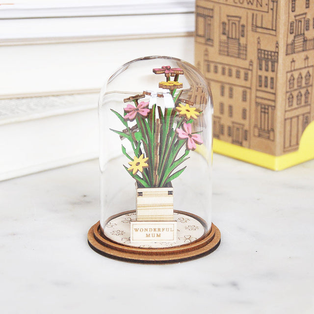Wonderful Mum Flower Glass Dome Figurine