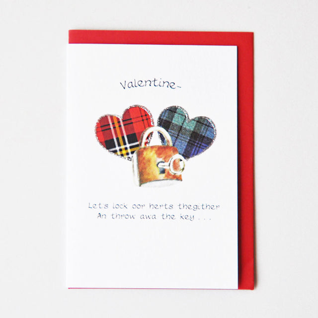 Padlock Tartan Heart Valentine's Card