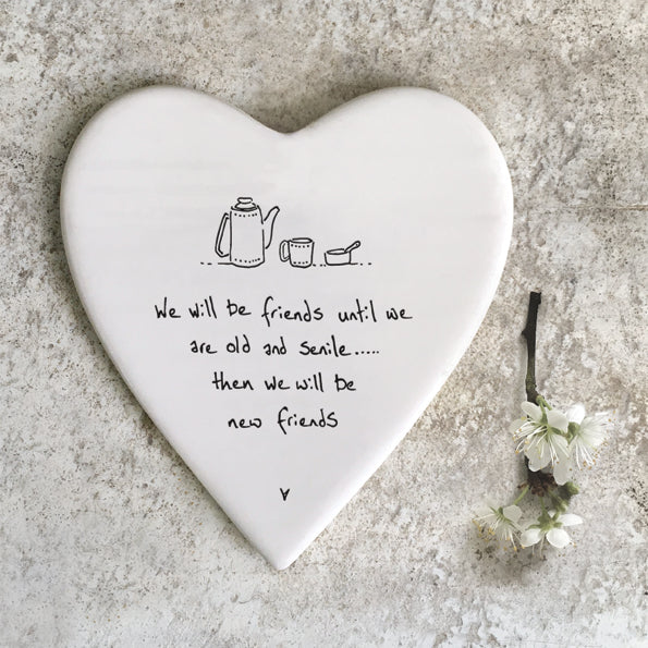 Friends Old & Senile Porcelain Heart Coaster