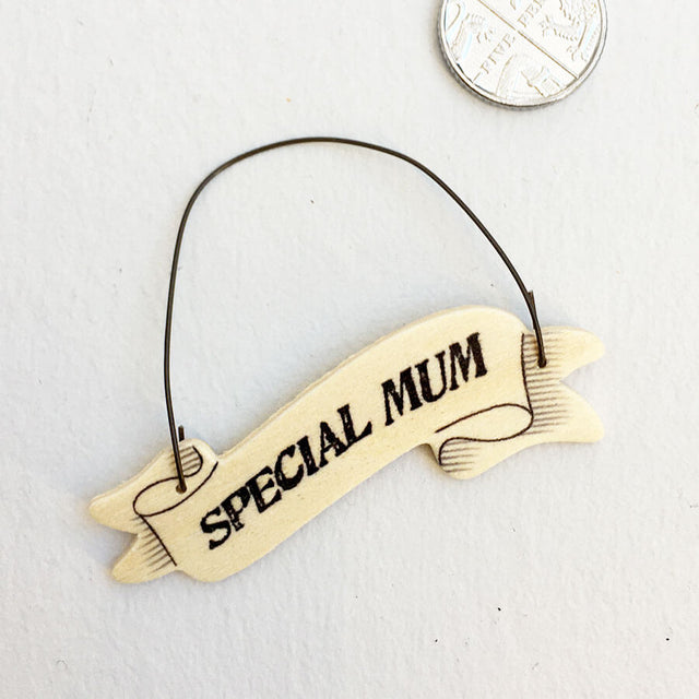 Special Mum Ribbon Wood Tag Sign
