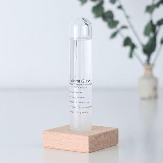 Storm Glass With Beechwood Base