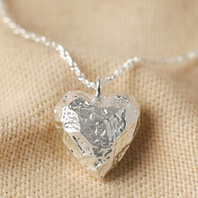 Molten Heart Pendant Necklace in Silver