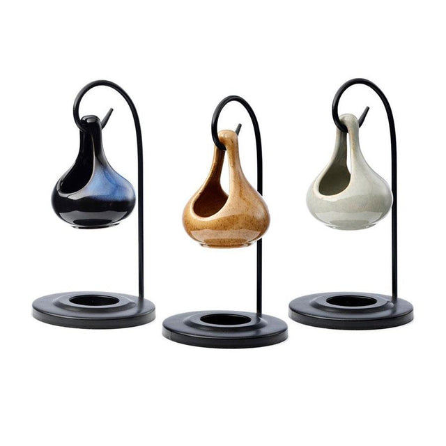 Teardrop Shape Hanging Oil Burner with Stand - Assorted Colours