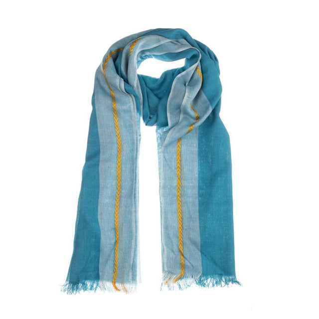 Aquamarine with Gold Detail Soft Scarf