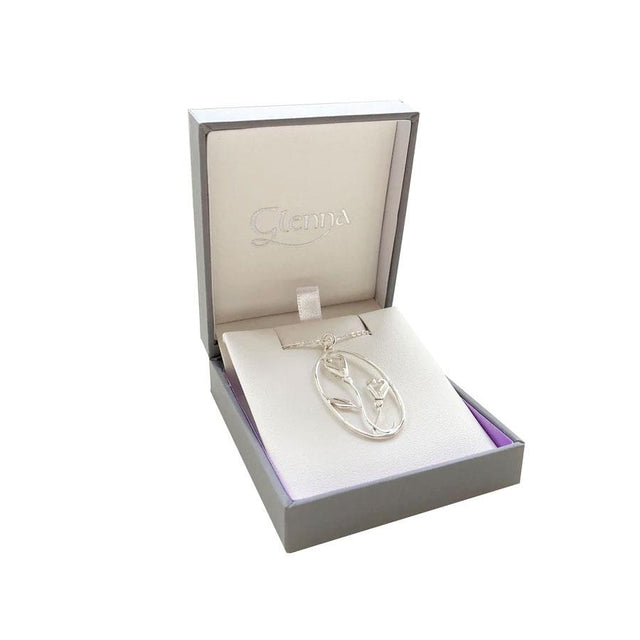 Crocus Oval Silver Pendant Necklace