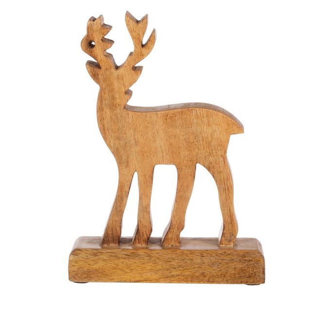 Natural Wood Standing Deer Decoration