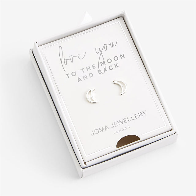 Love You to the Moon and Back Silver Earrings