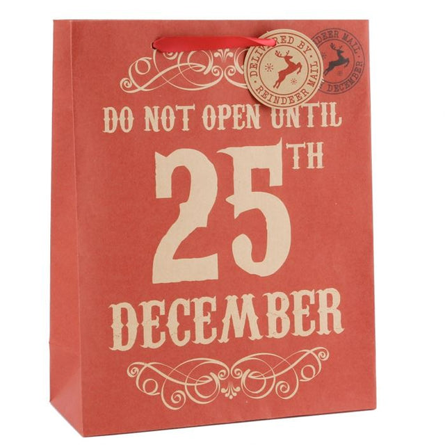 Large Red Gift Bag Do Not Open Until 25th