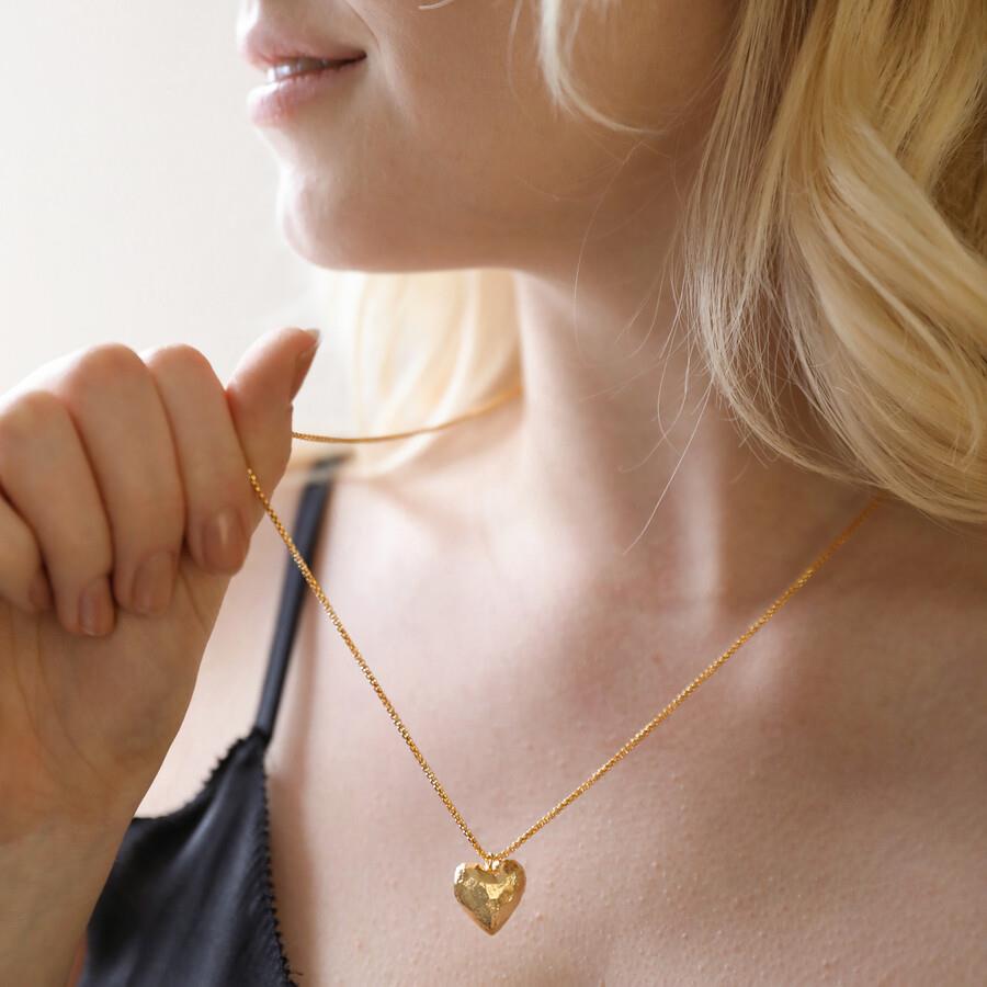 Long gold on sale heart necklace