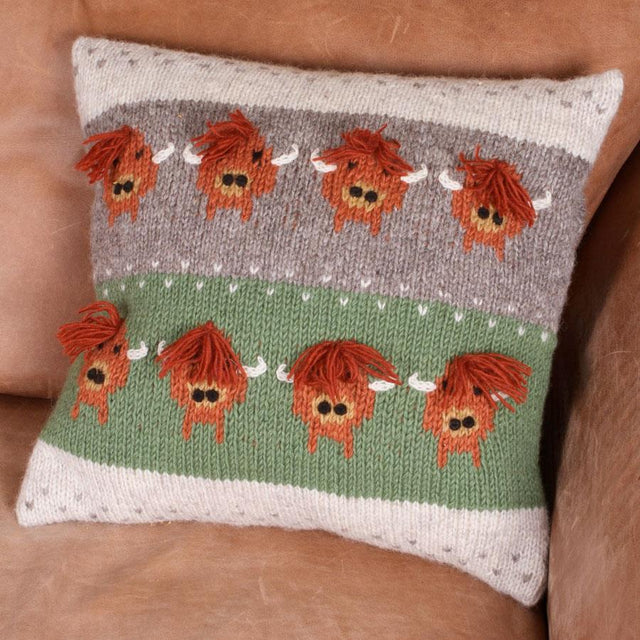 Herd of Highland Cow Knitted Cushion