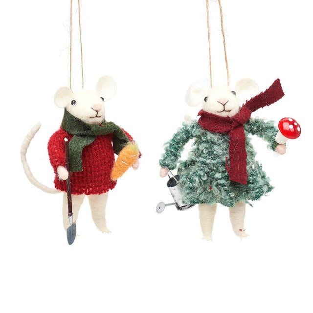 Gardening Mouse Hanging Felt Decoration