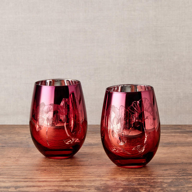 Bloom Pink and Orange Glass Tumbler Set