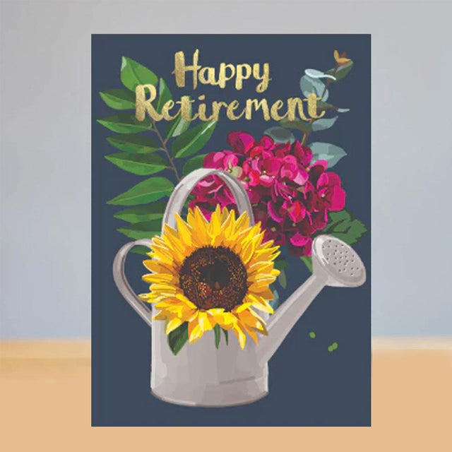 Happy Retirement Water Can Gold Foiled Greeting Card