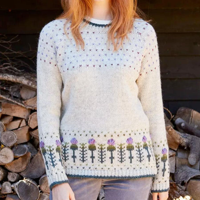 Thistle Pattern Wol Sweater - Small