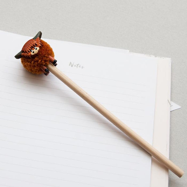 Highland Cow Pom Pom Pencil