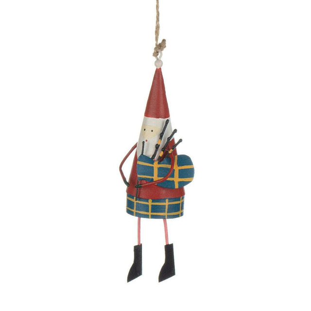 Bagpiping Santa Metal Hanging Decoration