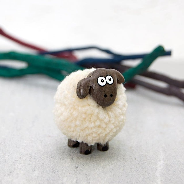 Fluffy Sheep Wooden Decoration
