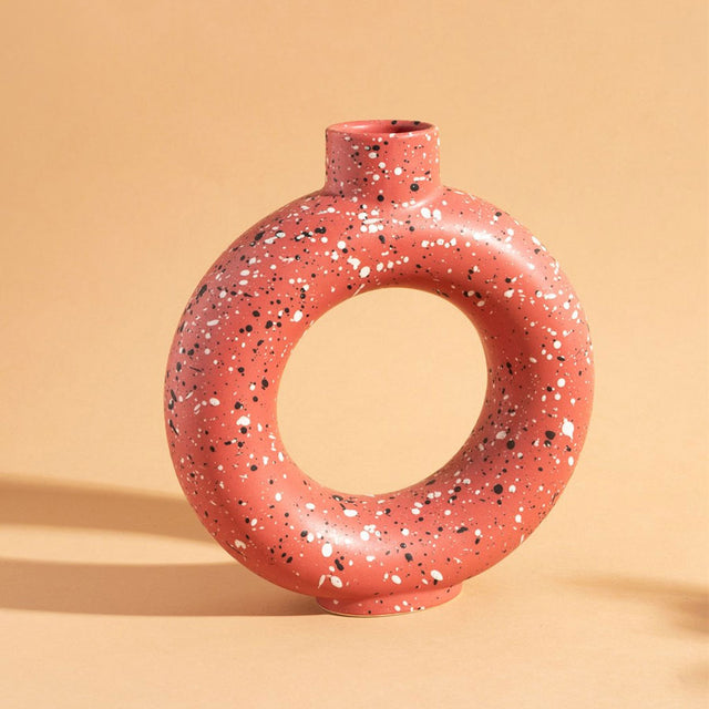 Brick Red Terrazzo Speckled Circle Vase