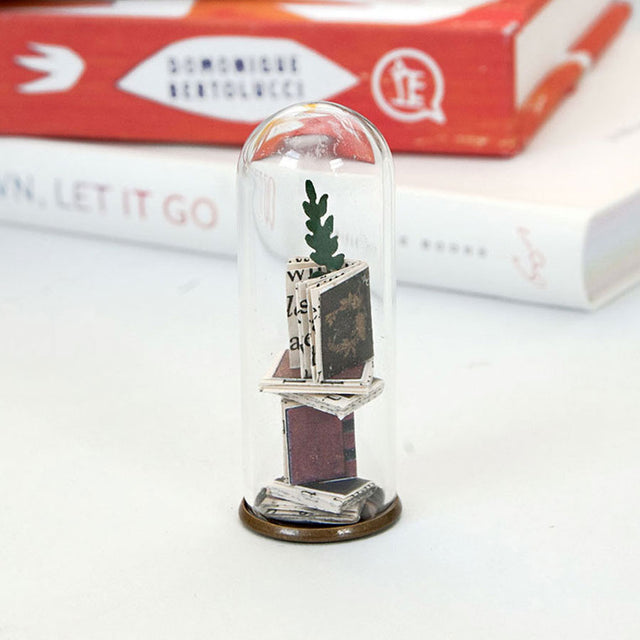 Library Stack Mini Glass Dome Decoration