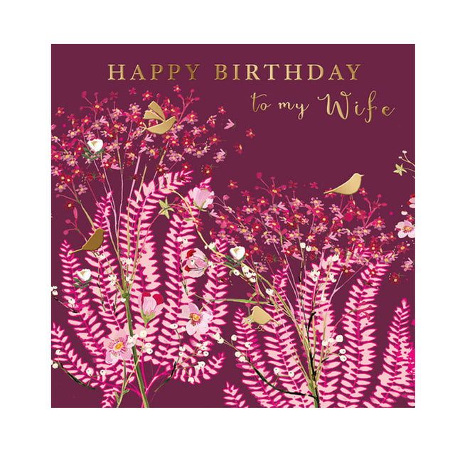 Wife Pink Floral Birthday Card